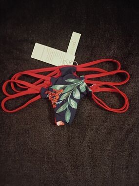 San Lorenzo Floral Navy & Red Strappy Bikini Bottom NWT!!!